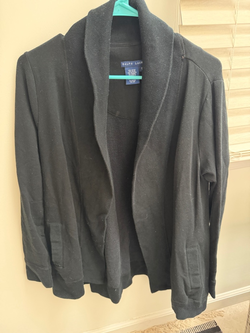 Ralph Lauren Black Shawl Collar Open Cardigan